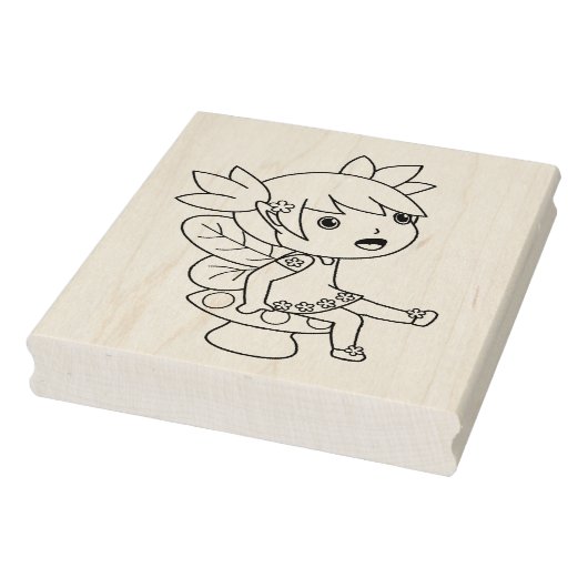 Little Fairy op een Toadstool - Kleurpagina Rubberstempel (Stempel)