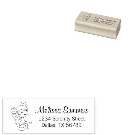 Little Fairy op Toadstool Address Rubberstempel (Gestempeld)