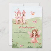 Little Fairy Pink Castle Butterfly Any Age Kaart (Achterkant)