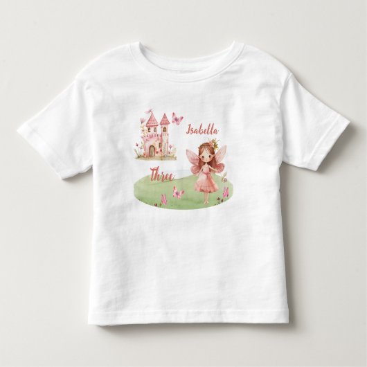 Little Fairy Pink Castle Butterfly Any Age T-Shirt (Voorkant)