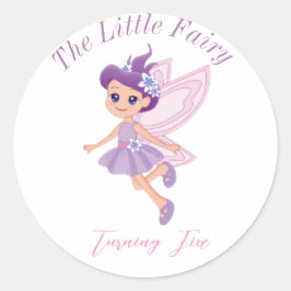 Little Fairy Pink Meisjes verjaardagsuitnodiging Ronde Sticker