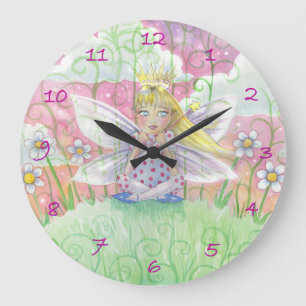 Little Fairy Princess Girls Wall Clock Grote Klok