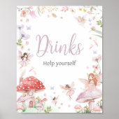 Little Fairy Whimsical Baby shower Drinken Poster (Voorkant)