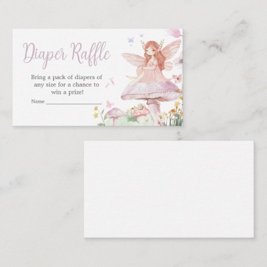 Little Fairy Whimsical Baby shower Luier Raffle Informatiekaartje (Voorkant / Achterkant)