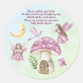 Little Fairy Whimsical Baby Shower Prayer Ronde Sticker