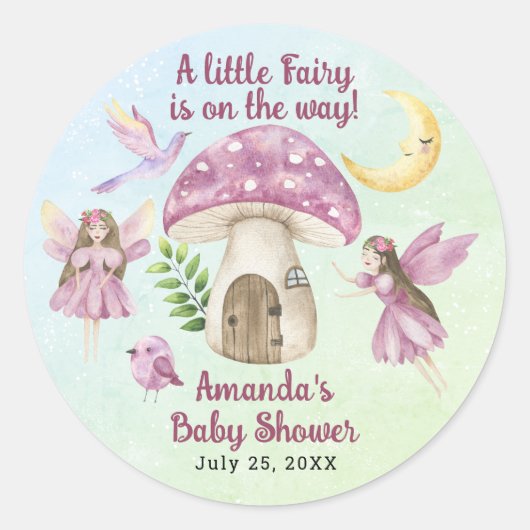 Little Fairy Whimsical Baby Shower Ronde Sticker (Voorkant)