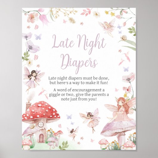 Little Fairy Whimsical Late Night Luiers Poster (Voorkant)
