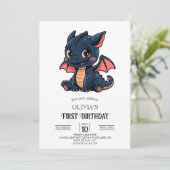 Little Fantasy Digital Dragon 1e verjaardag Kaart (Staand voorkant)