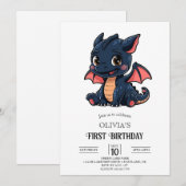 Little Fantasy Digital Dragon 1e verjaardag Kaart (Voorkant / Achterkant)