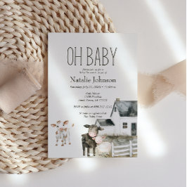 Little Farm Nursery Animals Baby Shower Uitnodigin Kaart