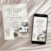 Little Farm Nursery Animals Baby Shower Uitnodigin Kaart
