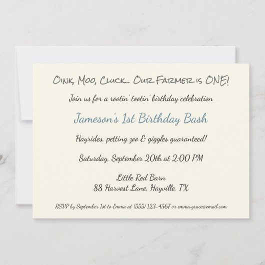 Little Farmer - 1e verjaardag boerenfeest Kaart (Achterkant)