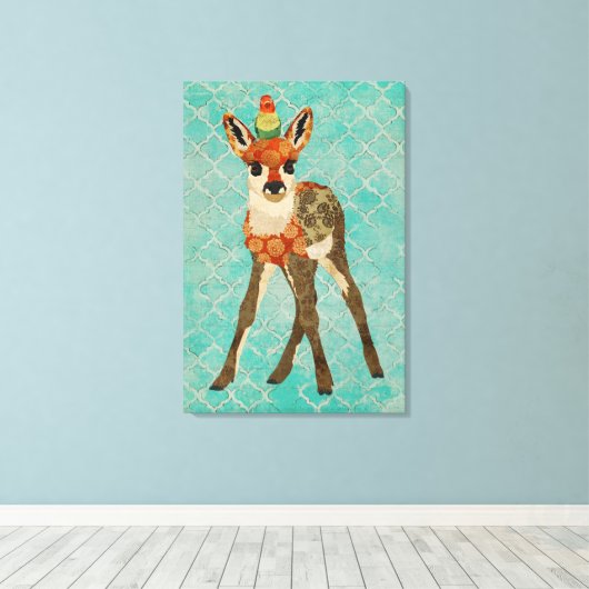 Little Fawn & Bird Canvas (Insitu (Houten vloer))