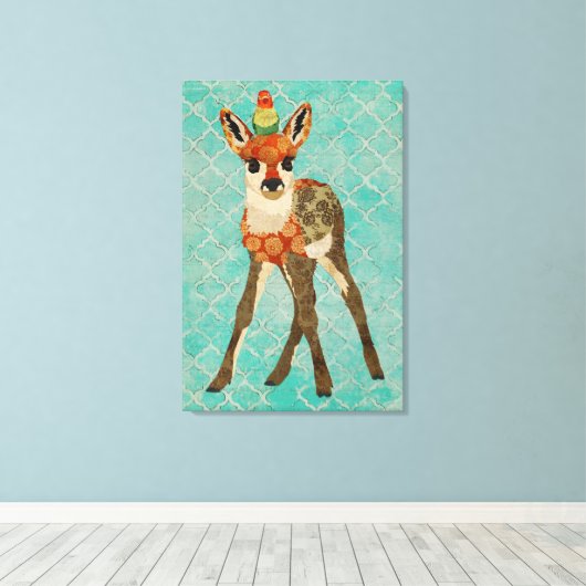 Little Fawn & Bird Canvas (Insitu (Houten vloer))