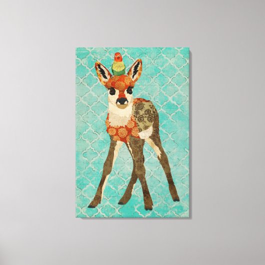 Little Fawn & Bird Canvas Afdruk (Voorkant)