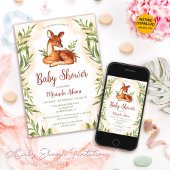 Little Fawn Botanical Baby shower Kaart