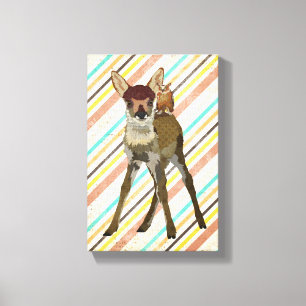 LITTLE FAWN- EN OWL-canvas Canvas Afdruk