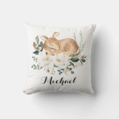 Little Fawn Forest Deer Magnolia Greenery Nursery Kussen (Voorkant)
