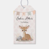 Little Fawn Woodland First Birthday Cadeaulabel (Voorkant)