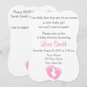 Little Feet Baby Girl Douche Uitnodiging (Voorkant / Achterkant)