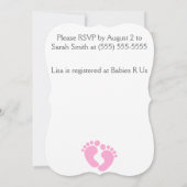 Little Feet Baby Girl Douche Uitnodiging (Achterkant)