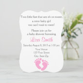 Little Feet Baby Girl Douche Uitnodiging (Staand voorkant)