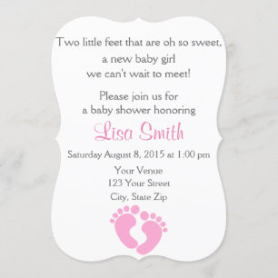 Little Feet Baby Girl Douche Uitnodiging