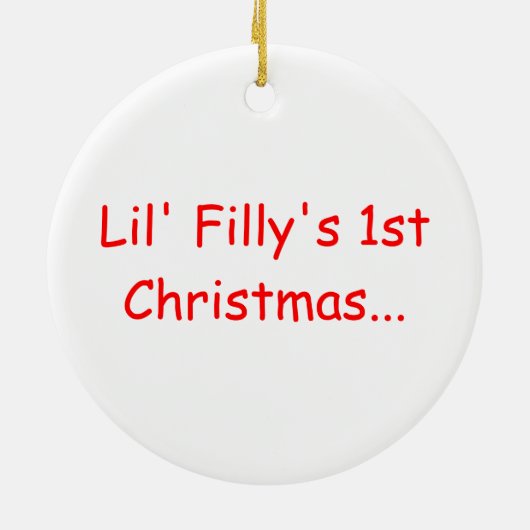 Little Filly Horse Baby's First Kerstversiering Keramisch Ornament (Achterkant)