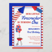 Little Firecracker 1st Birthday 4th Juli Verenigde Kaart (Voorkant / Achterkant)