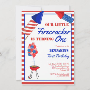 Little Firecracker 1st Birthday 4th Juli Verenigde Kaart