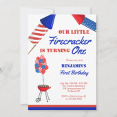 Little Firecracker 1st Birthday 4th Juli Verenigde Kaart (Voorkant)