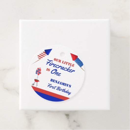 Little Firecracker 1st Birthday 4th of Juli Bedankjes Labels (In situ)