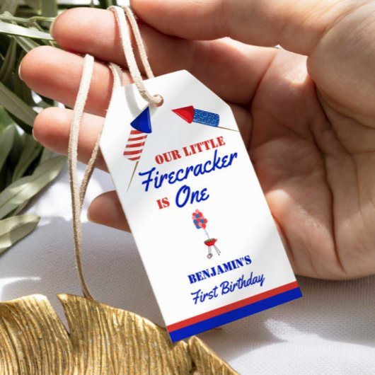 Little Firecracker 1st Birthday 4th of Juli Cadeaulabel