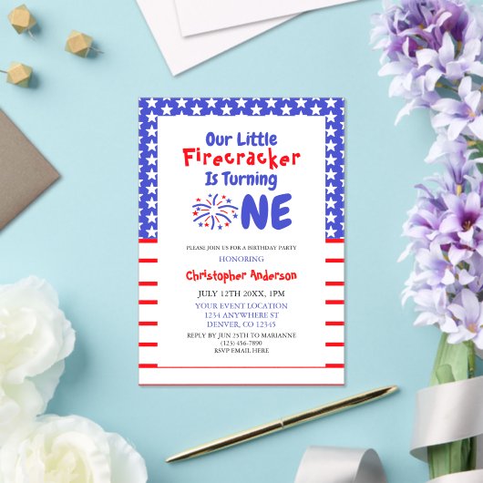 Little Firecracker 1st Birthday Acryl Uitnodigingen (Insitu (Huwelijk))