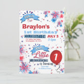 Little Firecracker 1st Birthday Invitation Kaart (Staand voorkant)