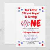 Little Firecracker 1st Birthday Kaart (Voorkant / Achterkant)