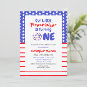 Little Firecracker 1st Birthday Kaart (Staand voorkant)