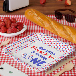 Little Firecracker 1st Birthday Papieren Bordje