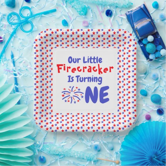 Little Firecracker 1st Birthday Papieren Bordje (Feest)