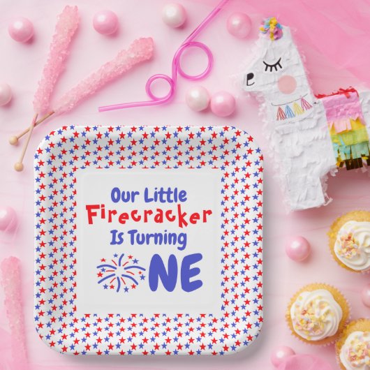 Little Firecracker 1st Birthday Papieren Bordje (Feest)