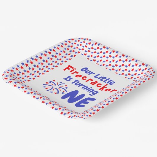 Little Firecracker 1st Birthday Papieren Bordje (Gebogen)