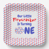 Little Firecracker 1st Birthday Papieren Bordje (Voorkant)