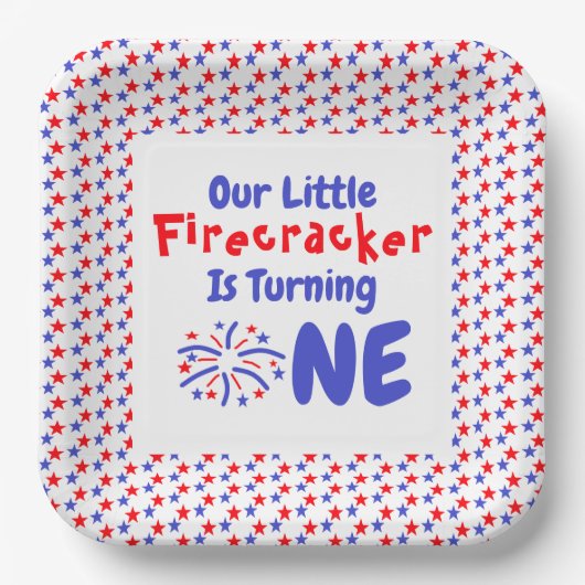 Little Firecracker 1st Birthday Papieren Bordje (Voorkant)