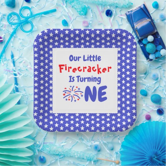 Little Firecracker 1st Birthday Papieren Bordje (Feest)