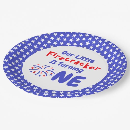 Little Firecracker 1st Birthday Papieren Bordje (Gekanteld)