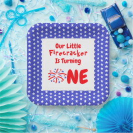 Little Firecracker 1st Birthday Papieren Bordje