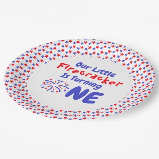 Little Firecracker 1st Birthday Papieren Bordje (Gekanteld)