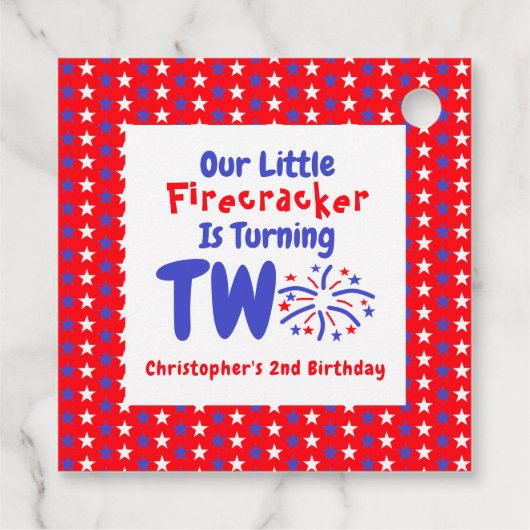 Little Firecracker 2e verjaardag Bedankjes Labels (Achterkant)