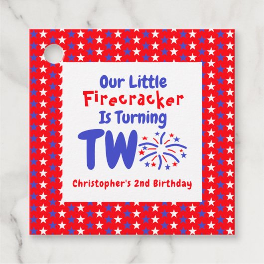Little Firecracker 2e verjaardag Bedankjes Labels (Voorkant)