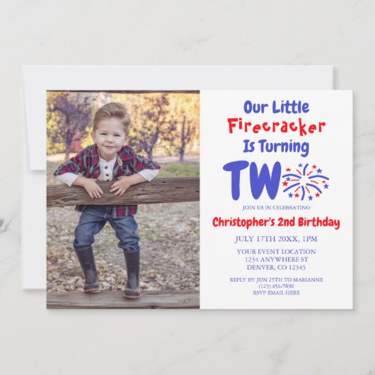 Little Firecracker 2e verjaardag Kaart (Voorkant)